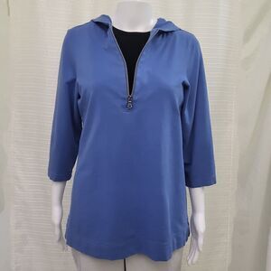 TOMMY BAHAMA Hooded 1/2 Zip Pullover 3/4 Sleeve Nautical Blue Women’s Size Small